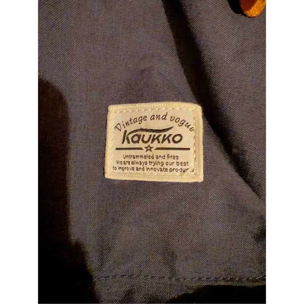 KAUKKO Stylish College School Backpack Travel Navy Blue Brown Medium Average siz